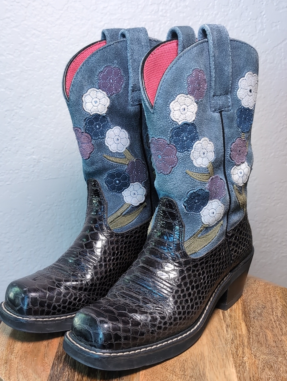 Ariat DollBaby Floral Suede Cowgirl Western Boots